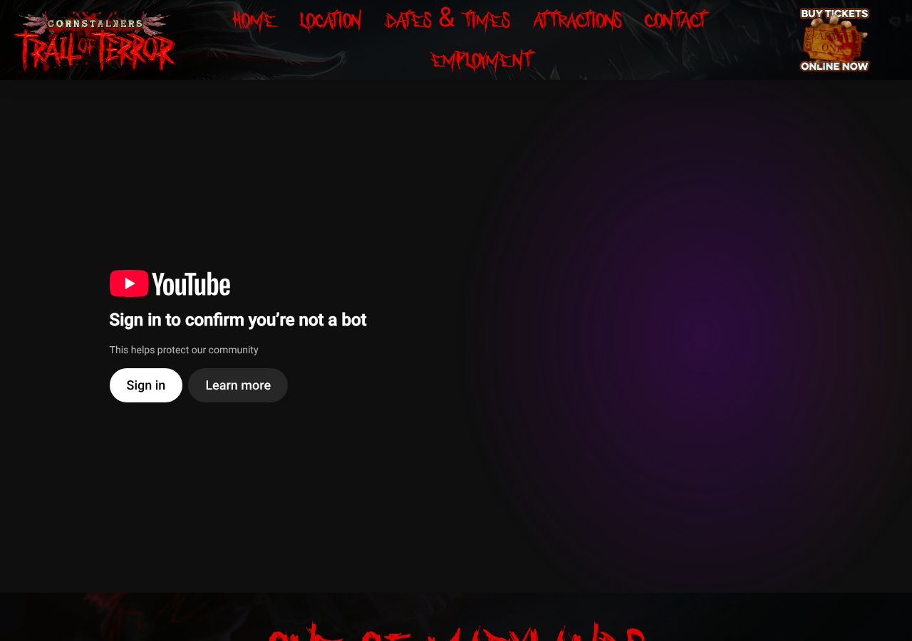 Homepage snapshot of CornStalker's Trail of Terror
