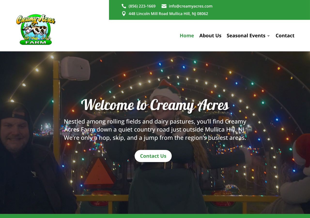 Homepage snapshot of Creamy Acres Farm