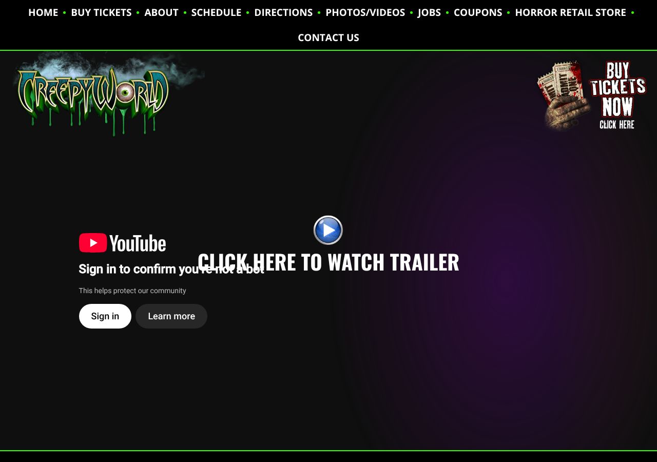 Homepage snapshot of Creepyworld