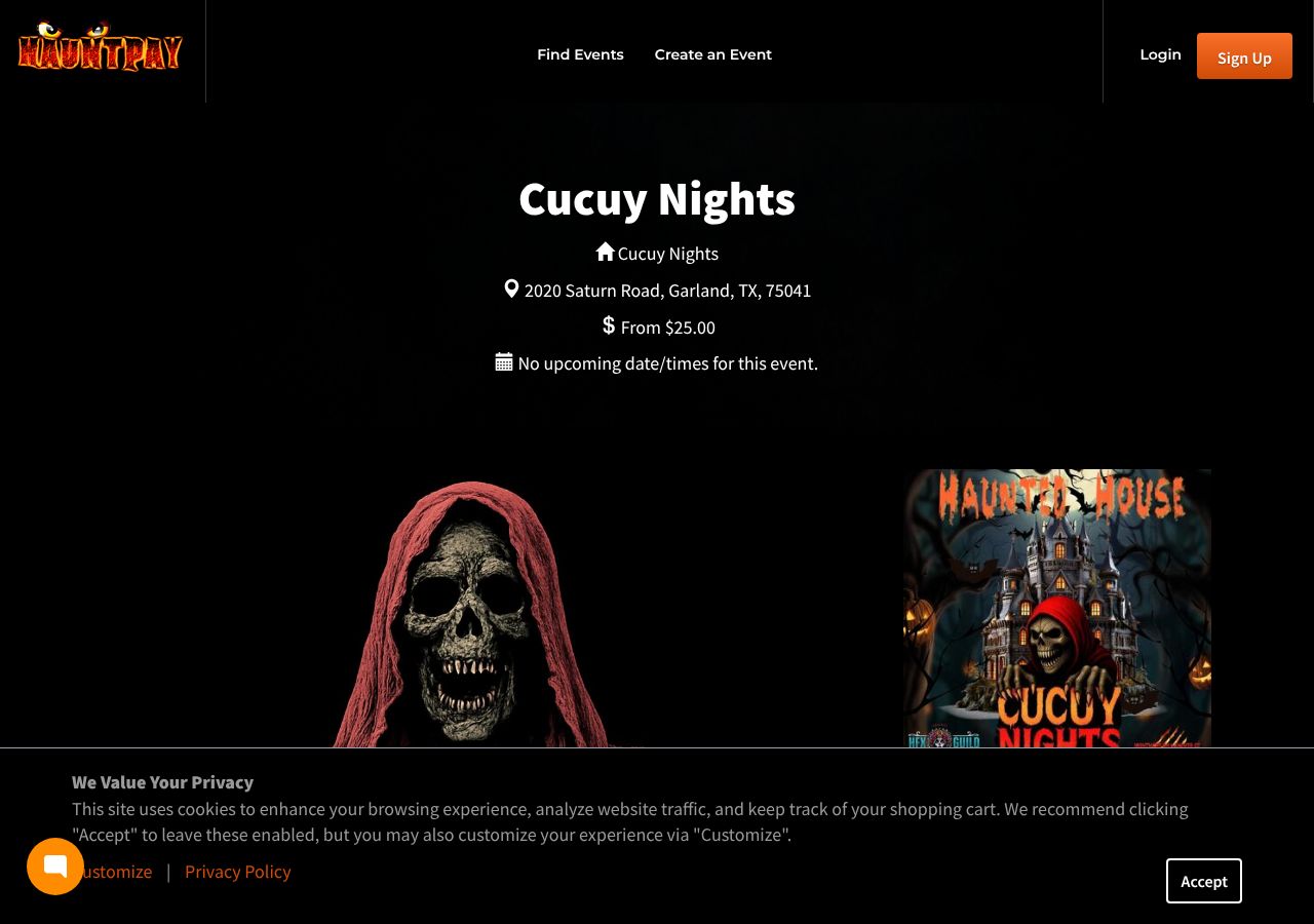 Homepage snapshot of Cucuy Nights