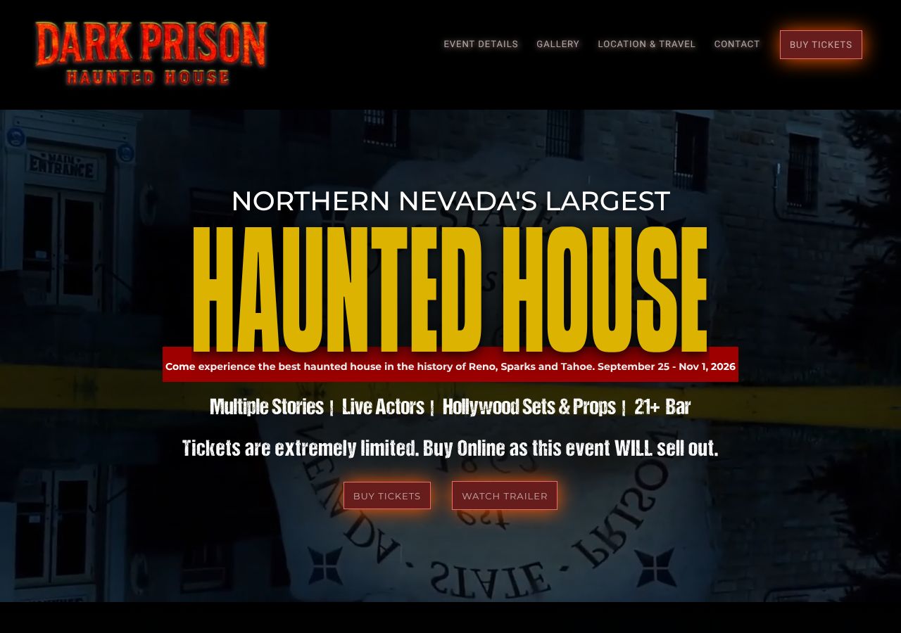 Homepage snapshot of Dark Corner Haunted House