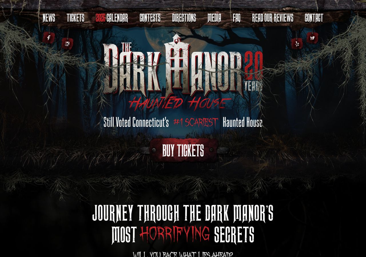 Homepage snapshot of Dark Manor