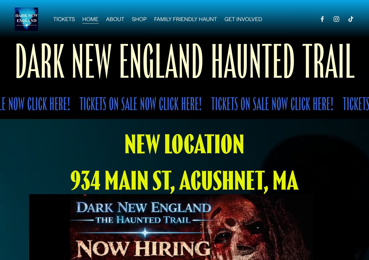 Homepage snapshot of Dark New England's "The Haunted Trail"