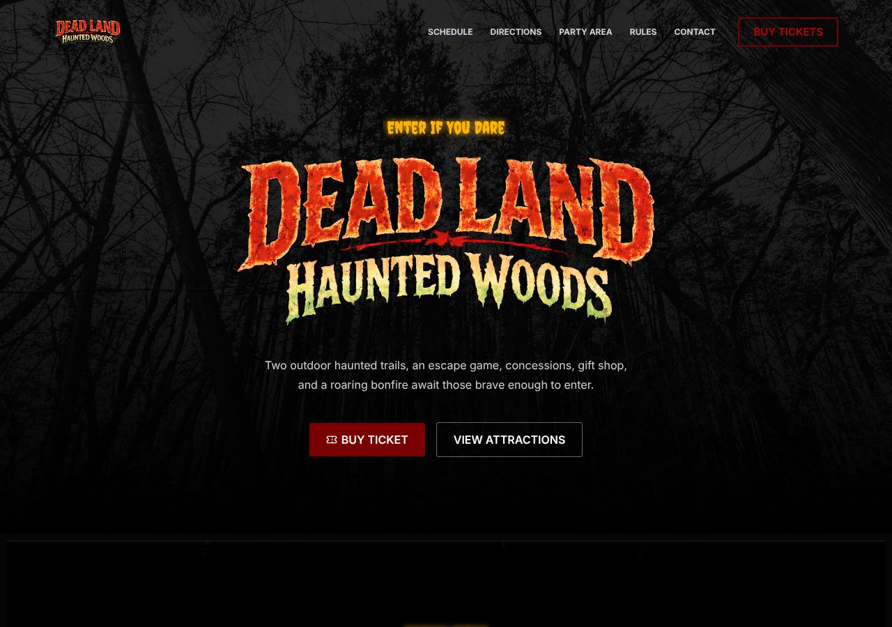 Homepage snapshot of Dead Land Haunted Woods