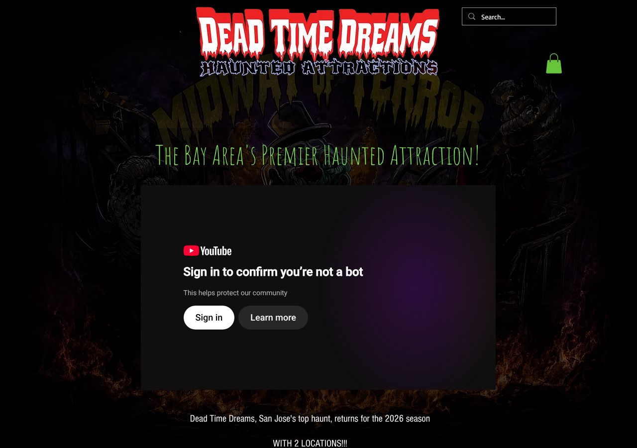 Homepage snapshot of Dead Time Dreams Haunted Attraction