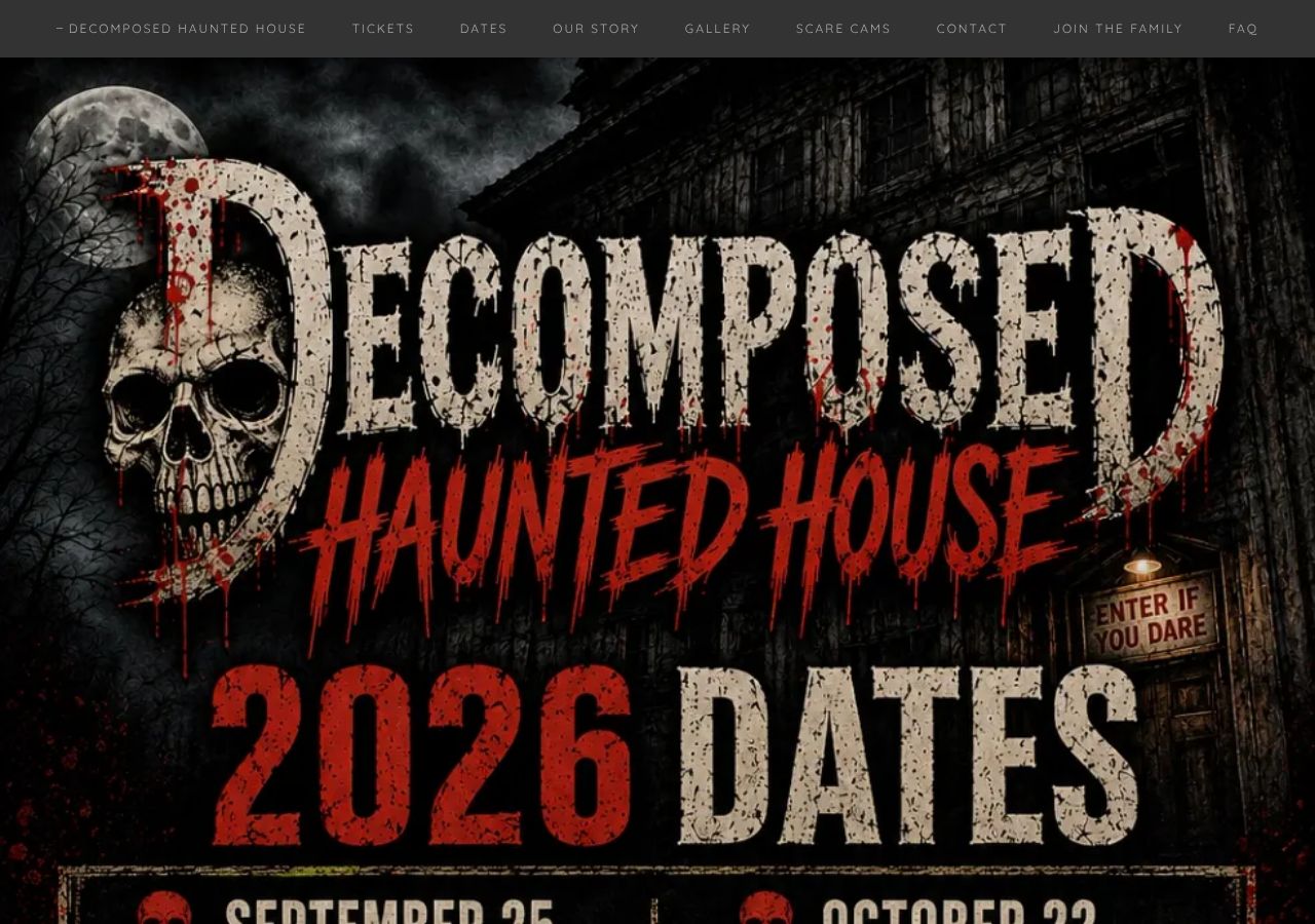 Homepage snapshot of Decomposed Haunted House