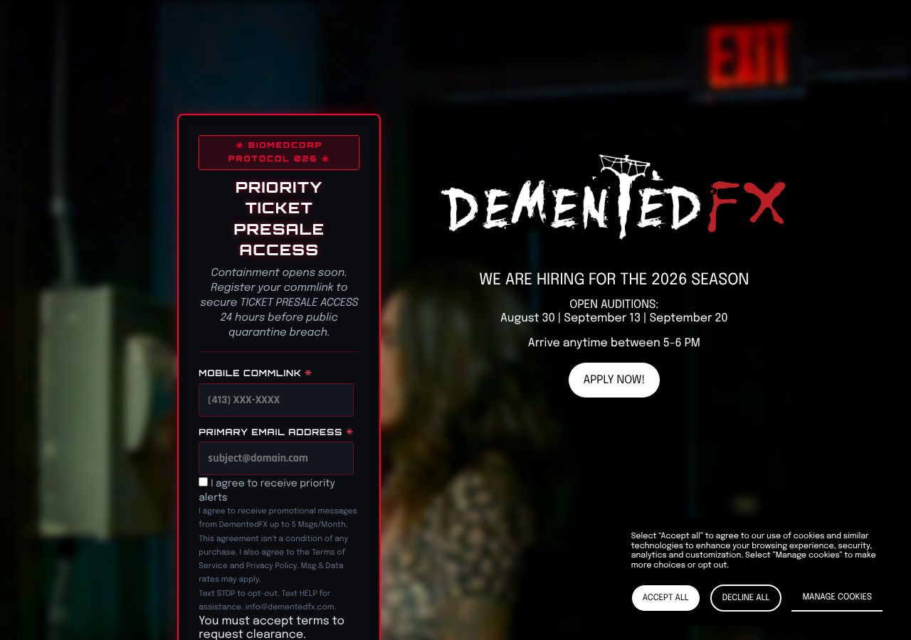 Homepage snapshot of DementedFX