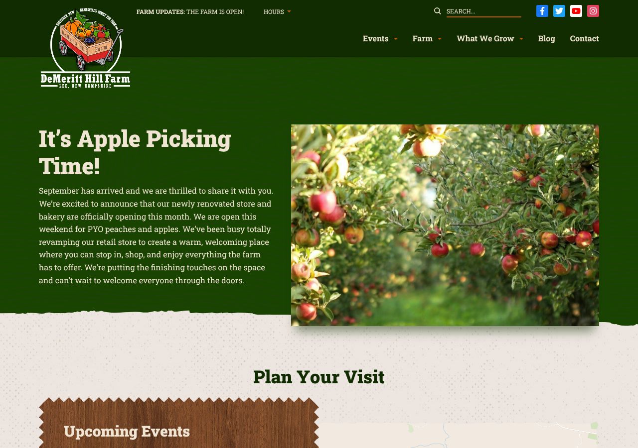Homepage snapshot of DeMeritt Hill Farm