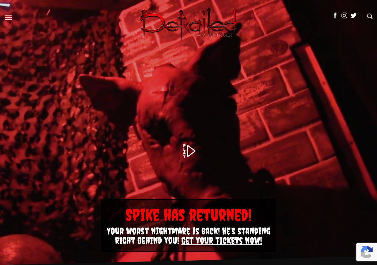 Homepage snapshot of Derailed Haunted House