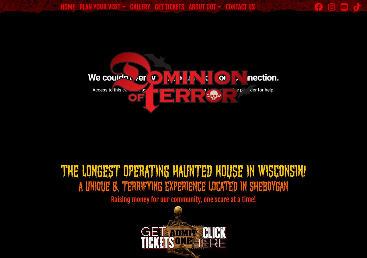 Homepage snapshot of Dominion of Terror