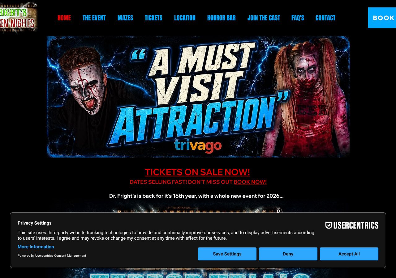 Homepage snapshot of Dr. Fright’s Halloween Nights