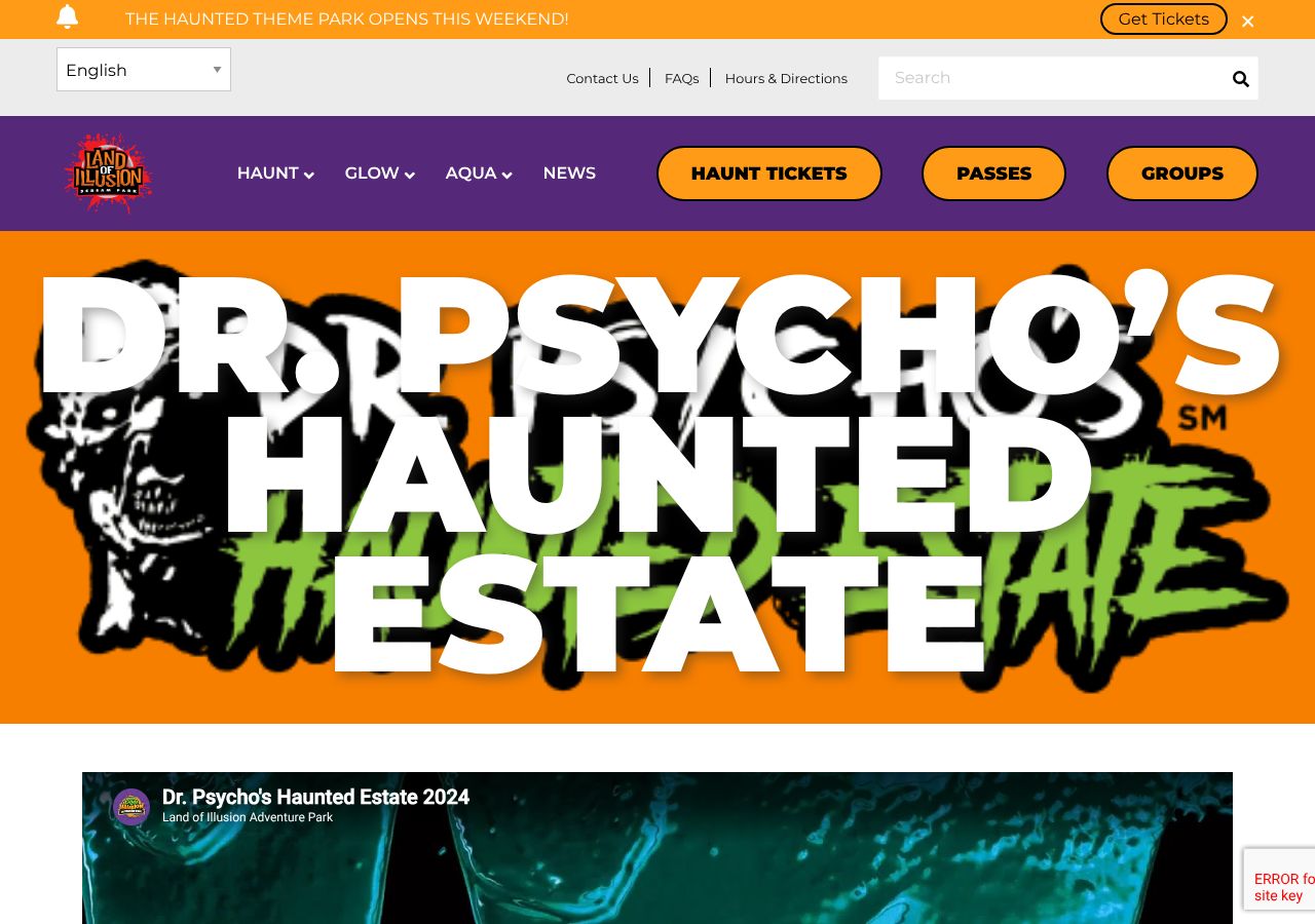 Homepage snapshot of Dr. Psycho's Haunted Estate