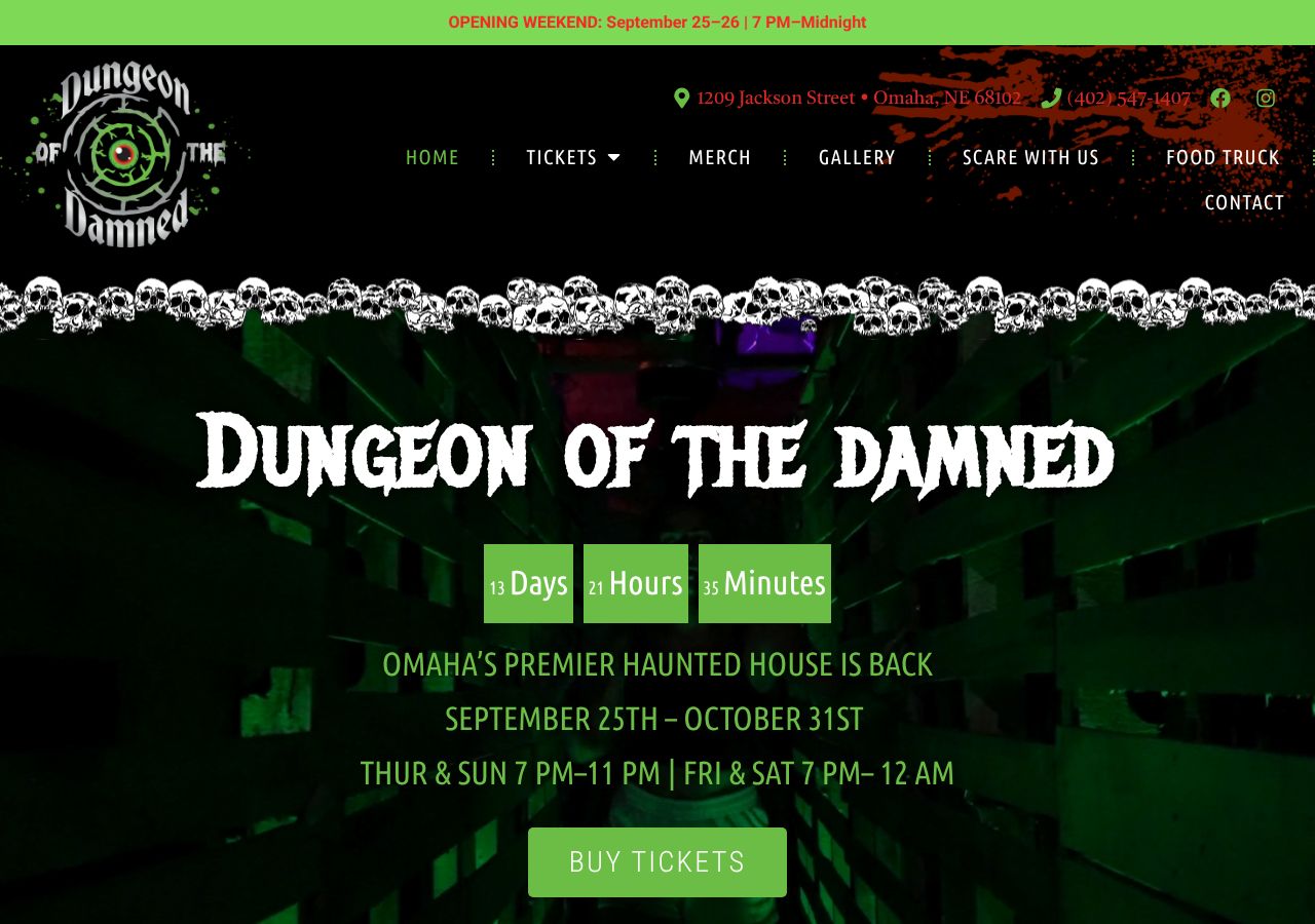 Homepage snapshot of Dungeon of the Damned