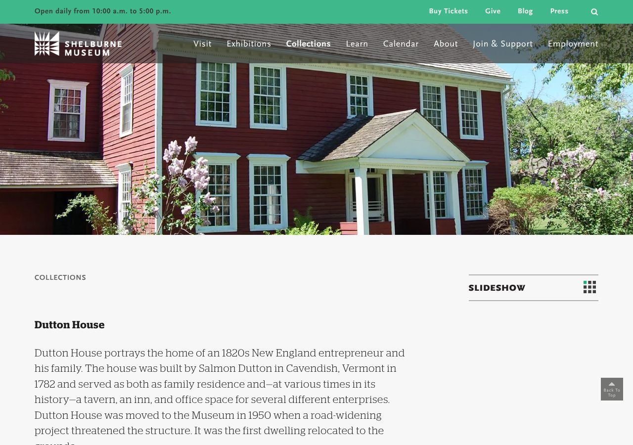 Homepage snapshot of Dutton House