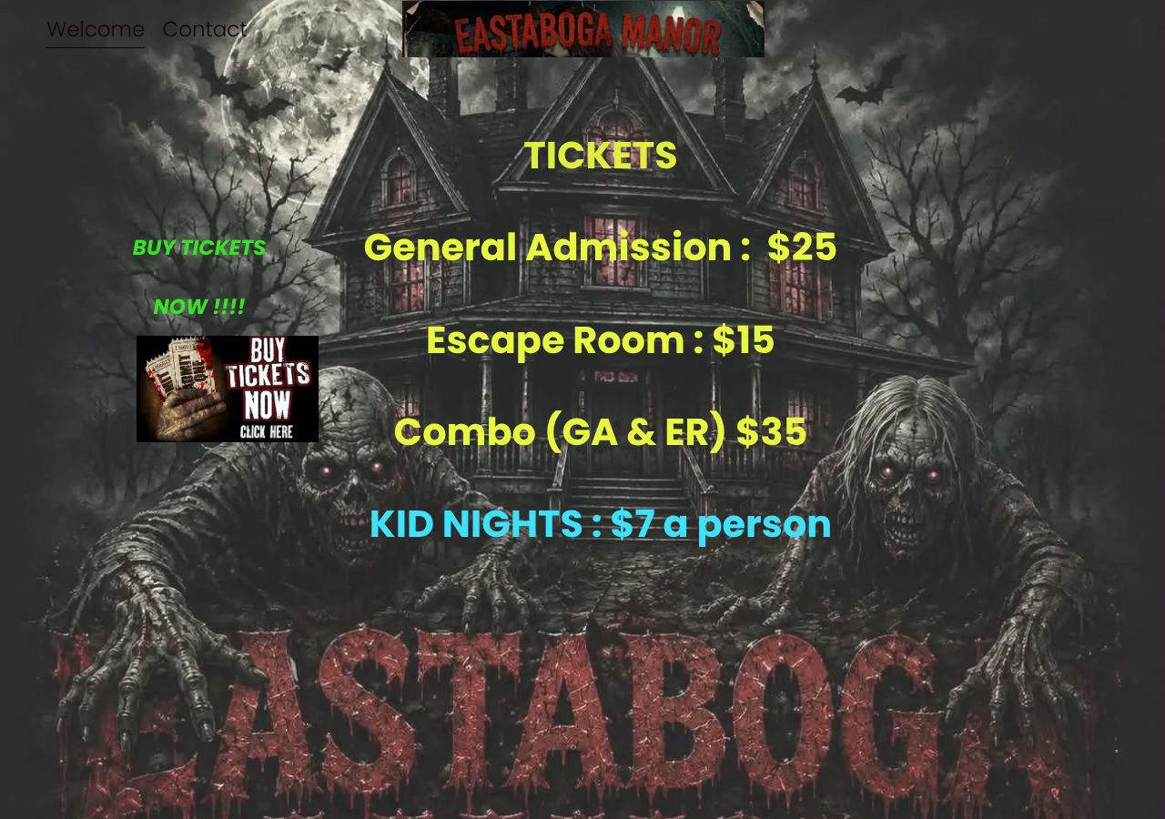 Homepage snapshot of Eastaboga Manor