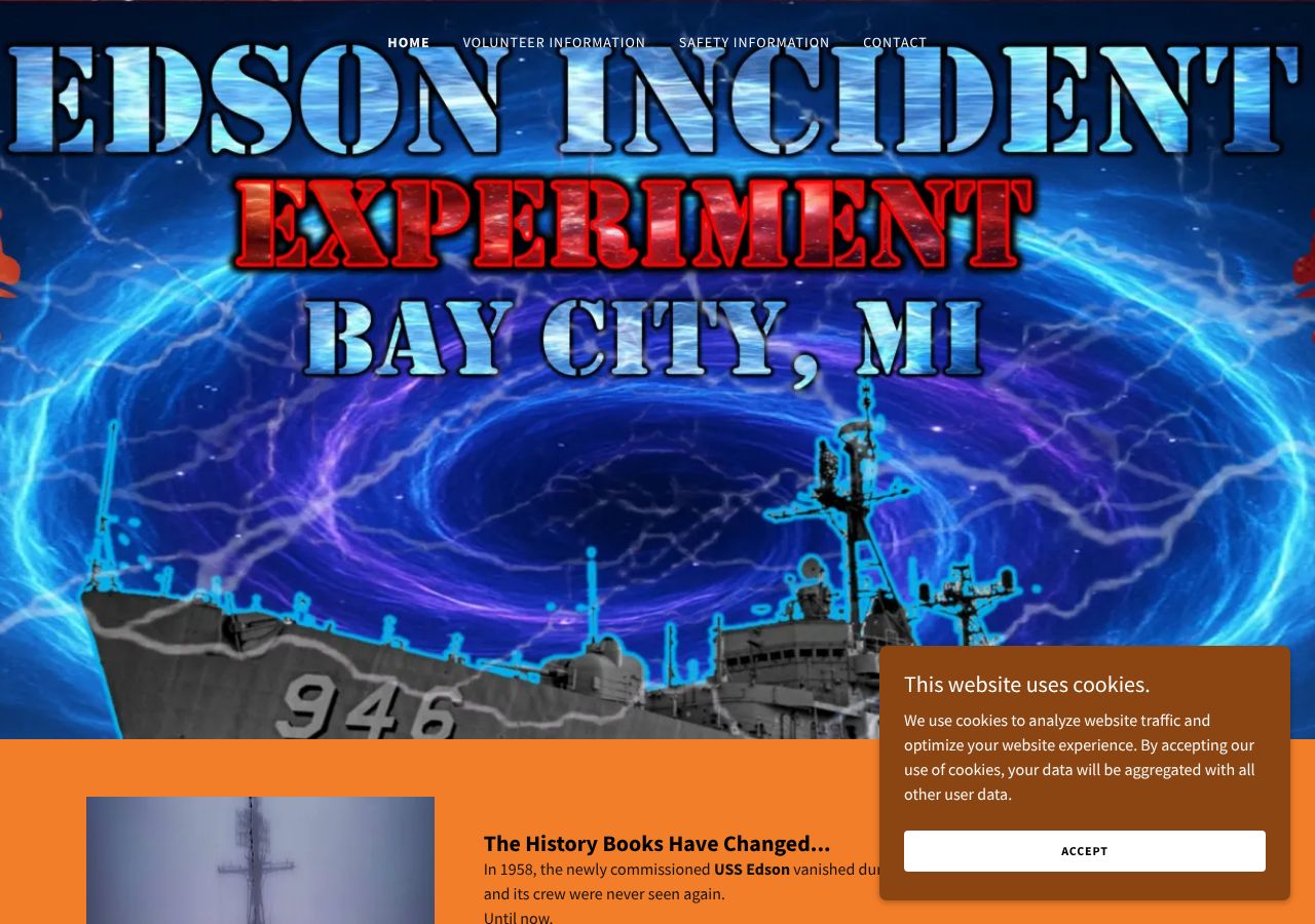Homepage snapshot of Edson Incident Haunted Attraction