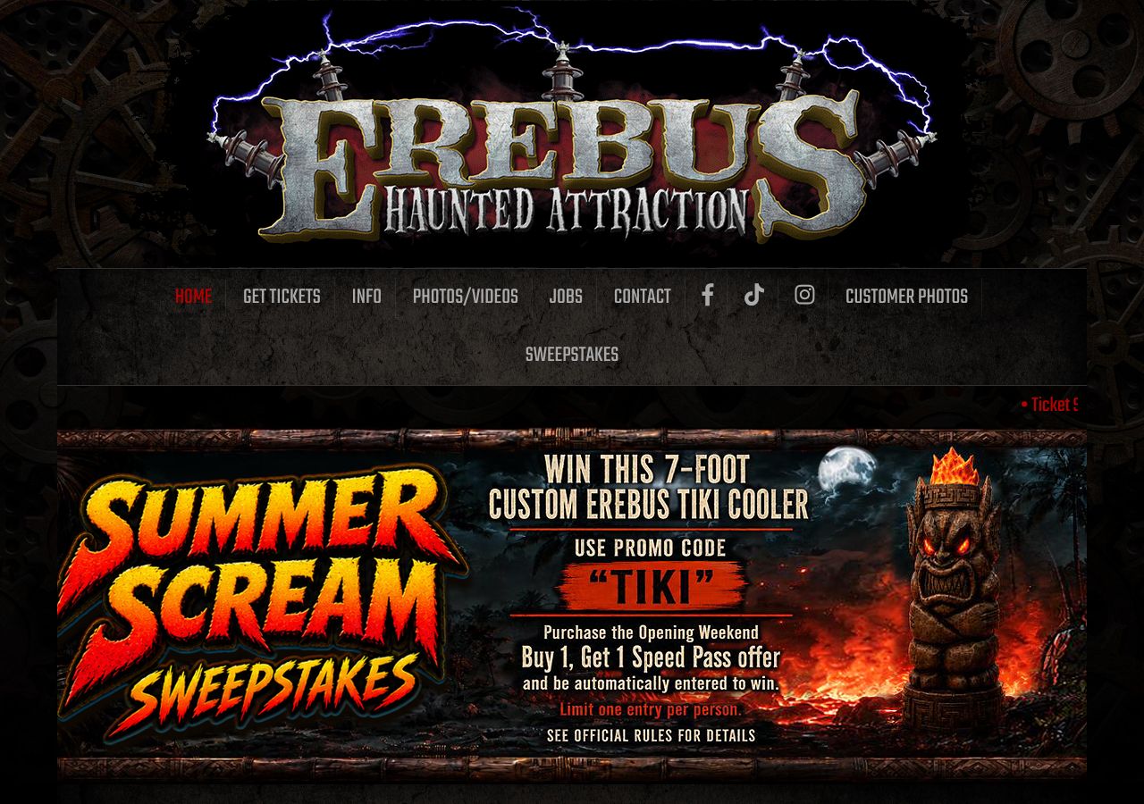 Homepage snapshot of Erebus Haunted Attraction