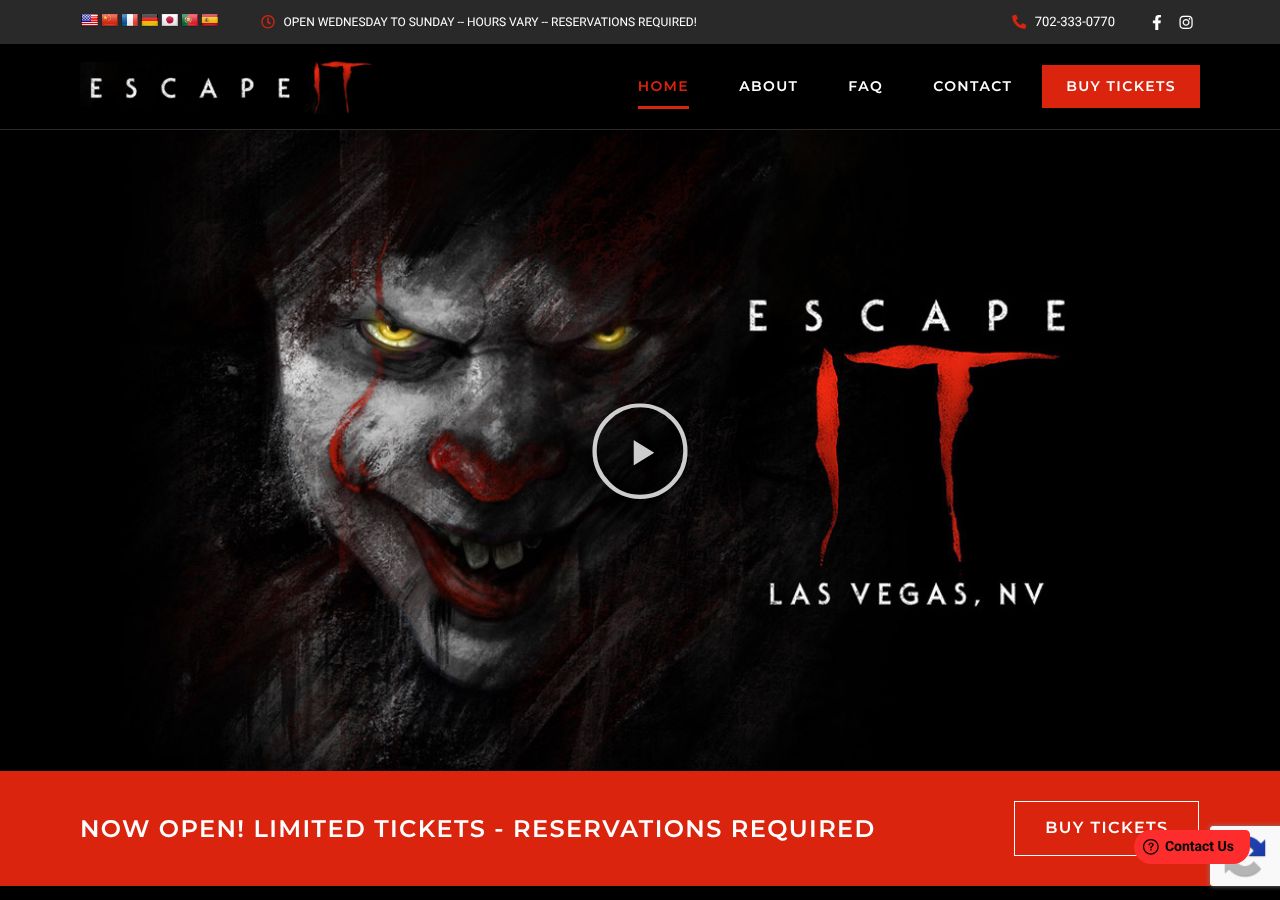 Homepage snapshot of Escape IT