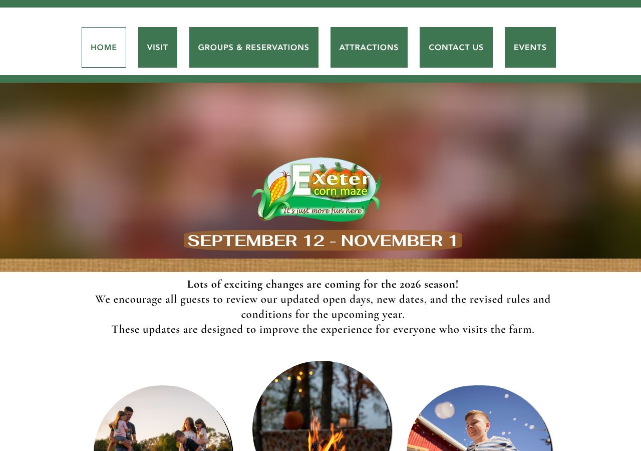 Homepage snapshot of Exeter Corn Maze