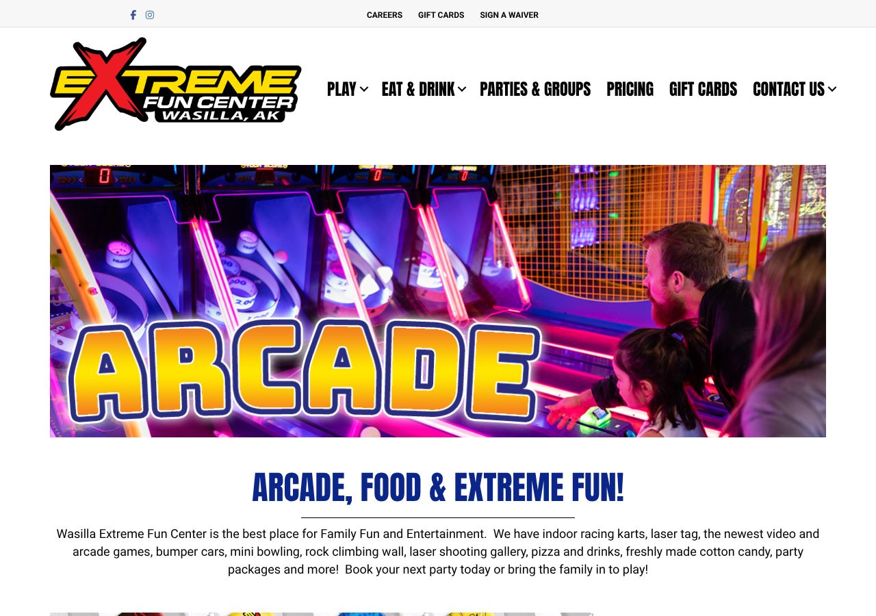 Homepage snapshot of Extreme Fun Center - Wasilla