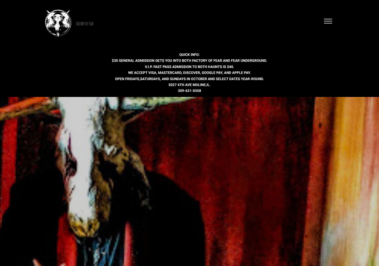 Homepage snapshot of Factory of Fear