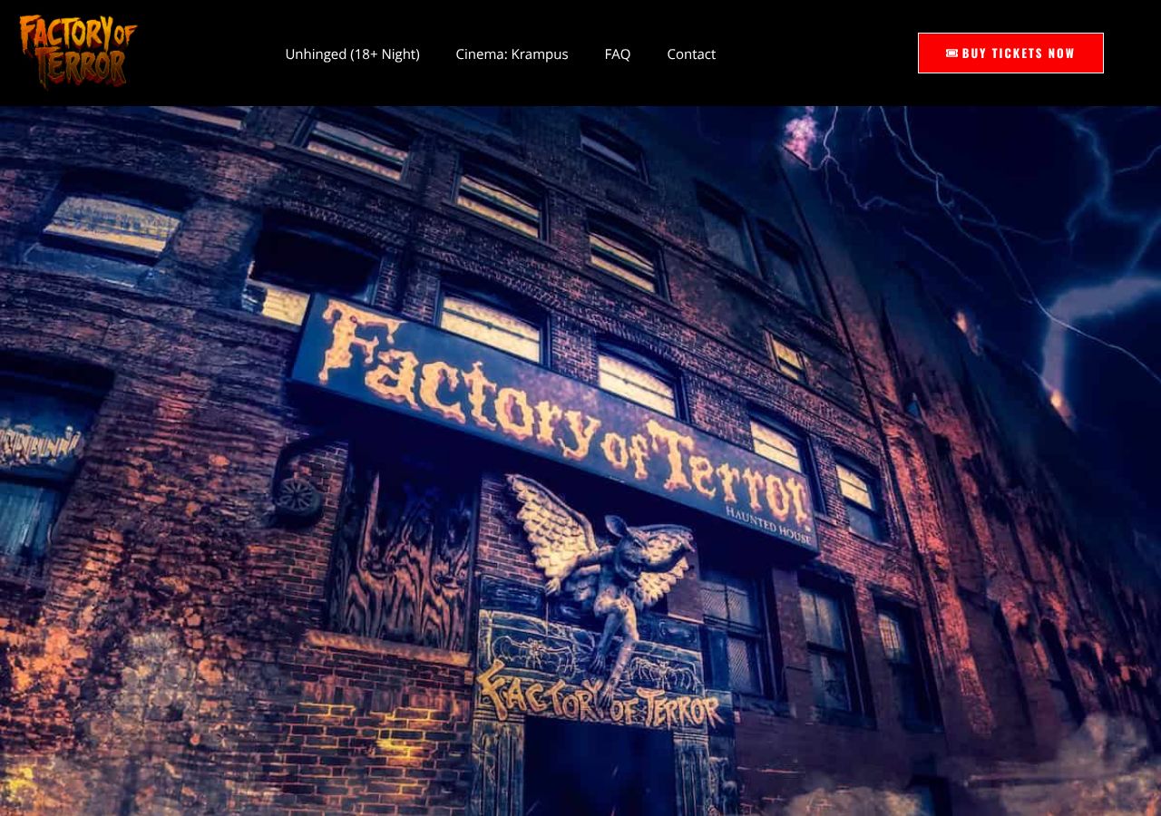 Homepage snapshot of FACTORY OF TERROR HAUNTED HOUSE