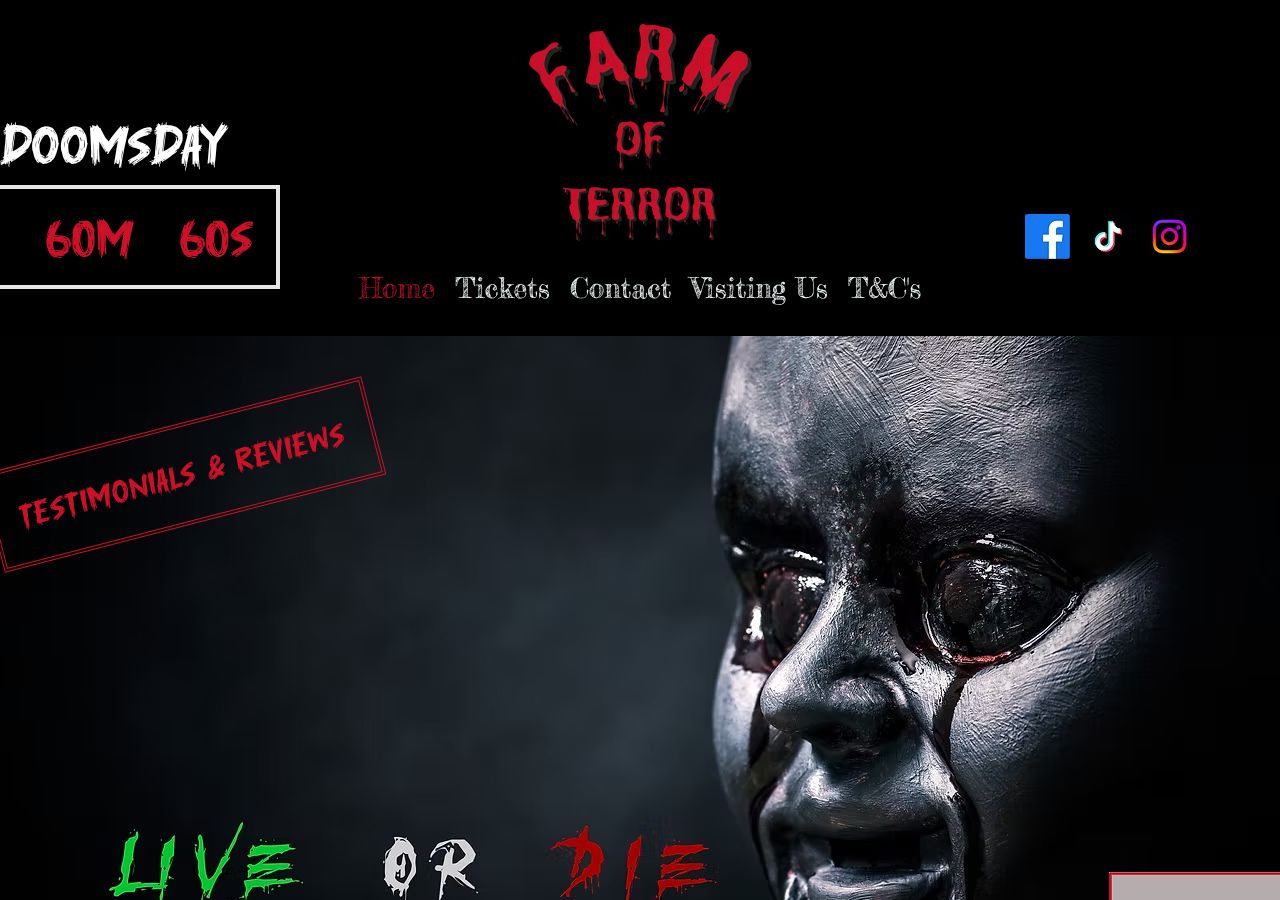 Homepage snapshot of Farm of Terror