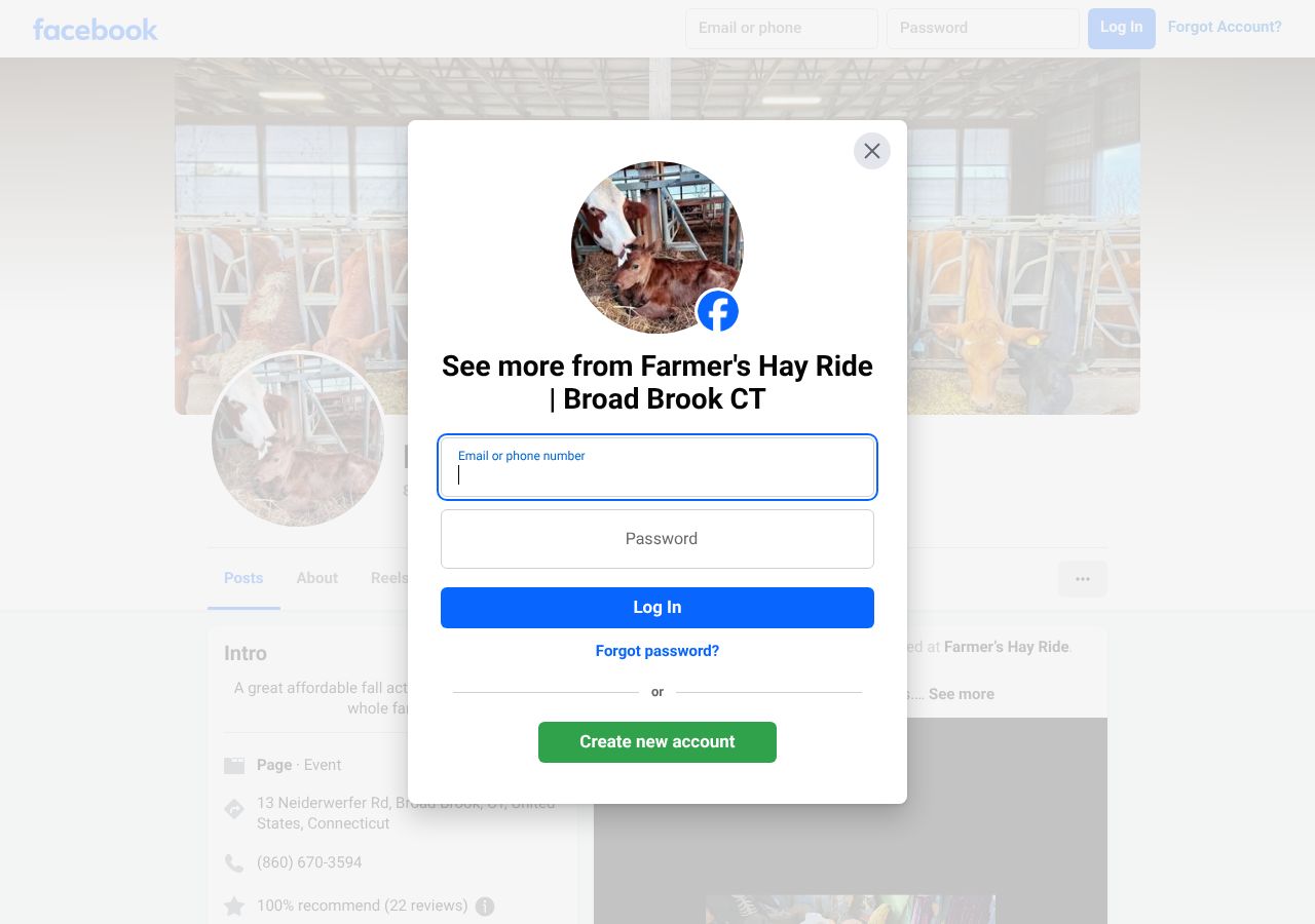 Homepage snapshot of Farmers Hayride