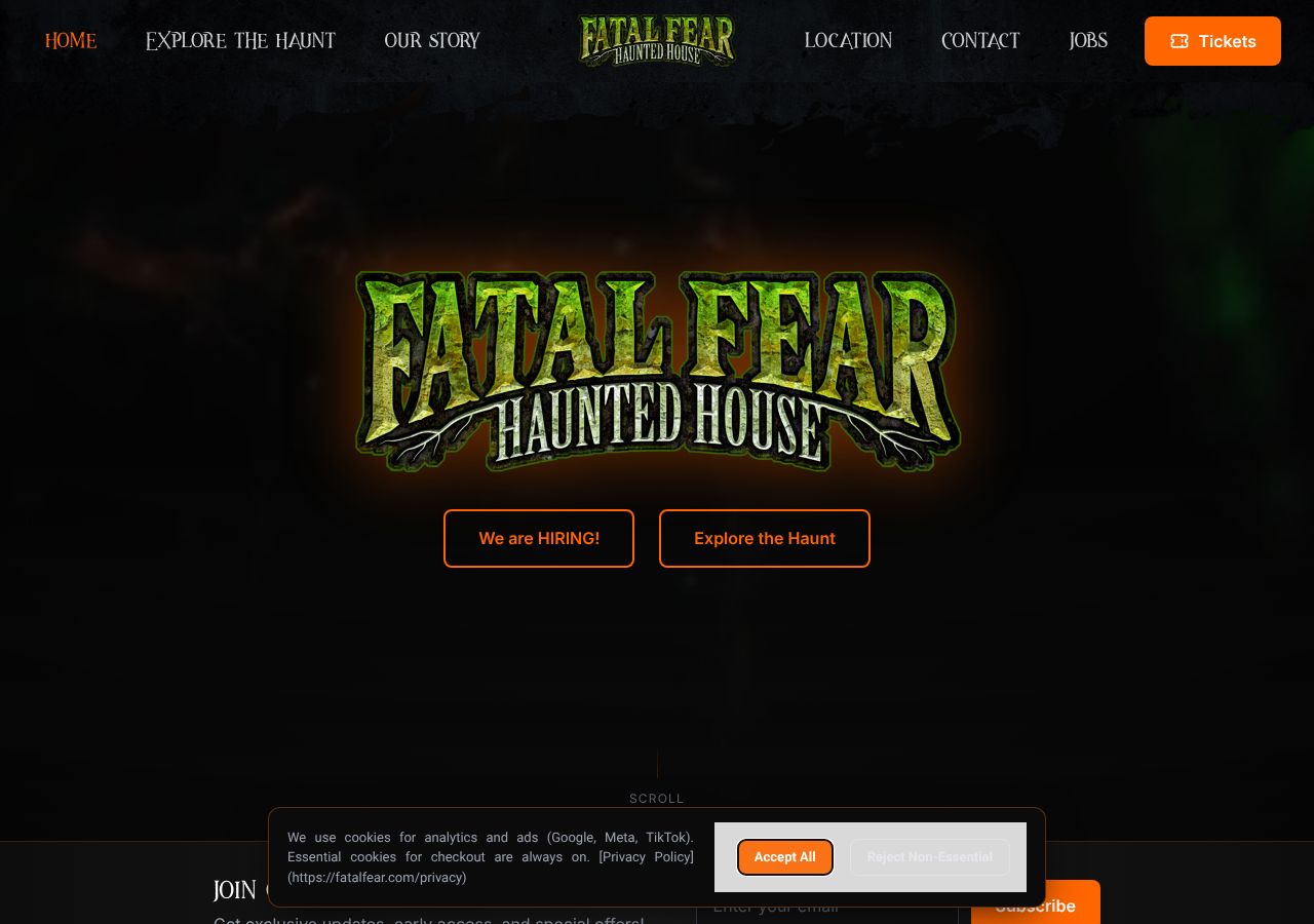 Homepage snapshot of Fatal Fear Haunted House