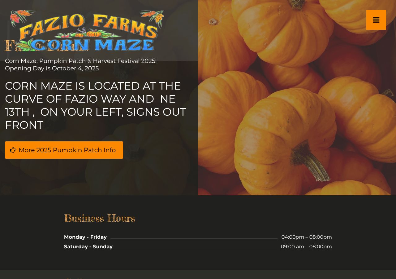 Homepage snapshot of Fazio Farms Corn Maze