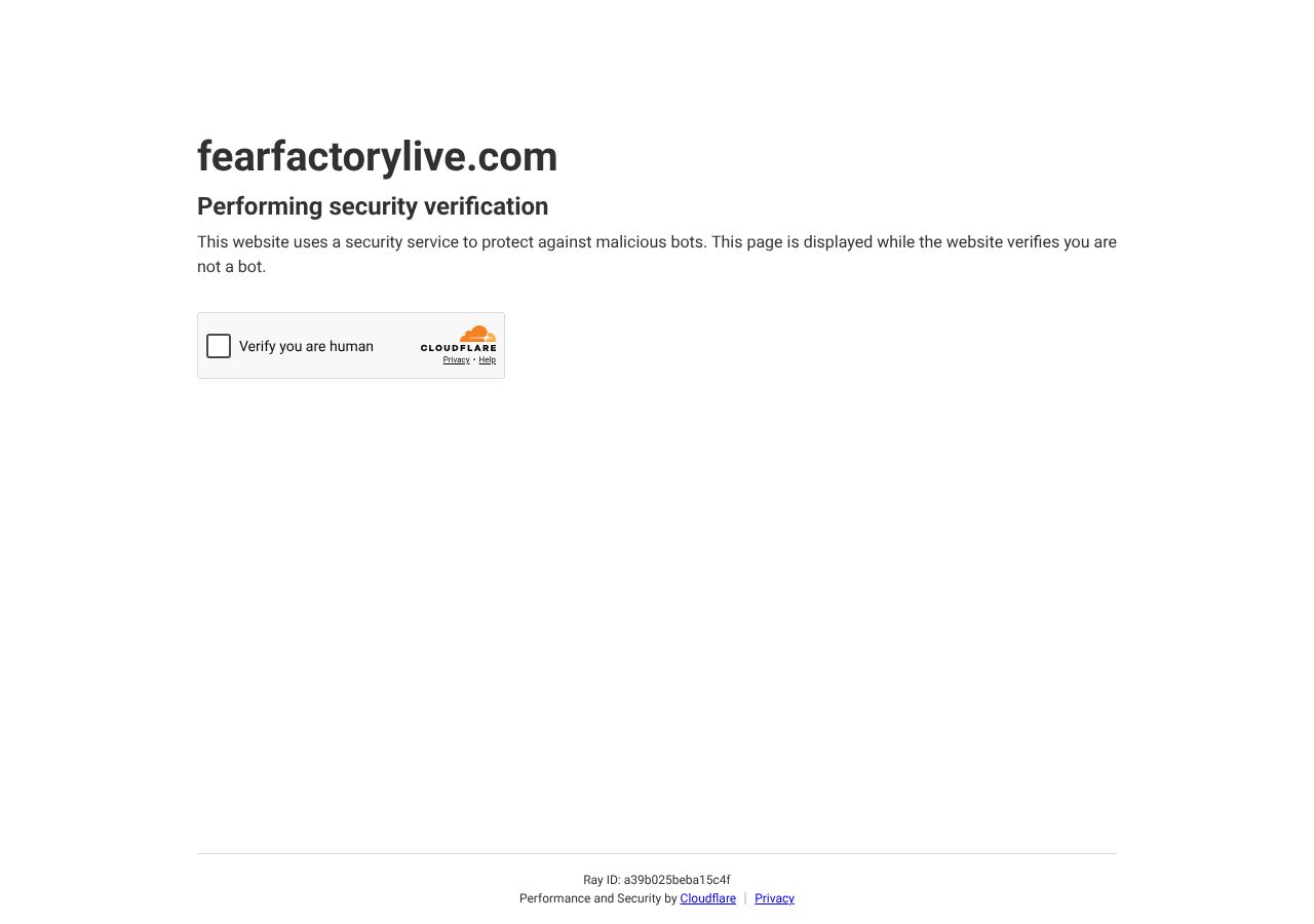 Homepage snapshot of Fear Factory Live