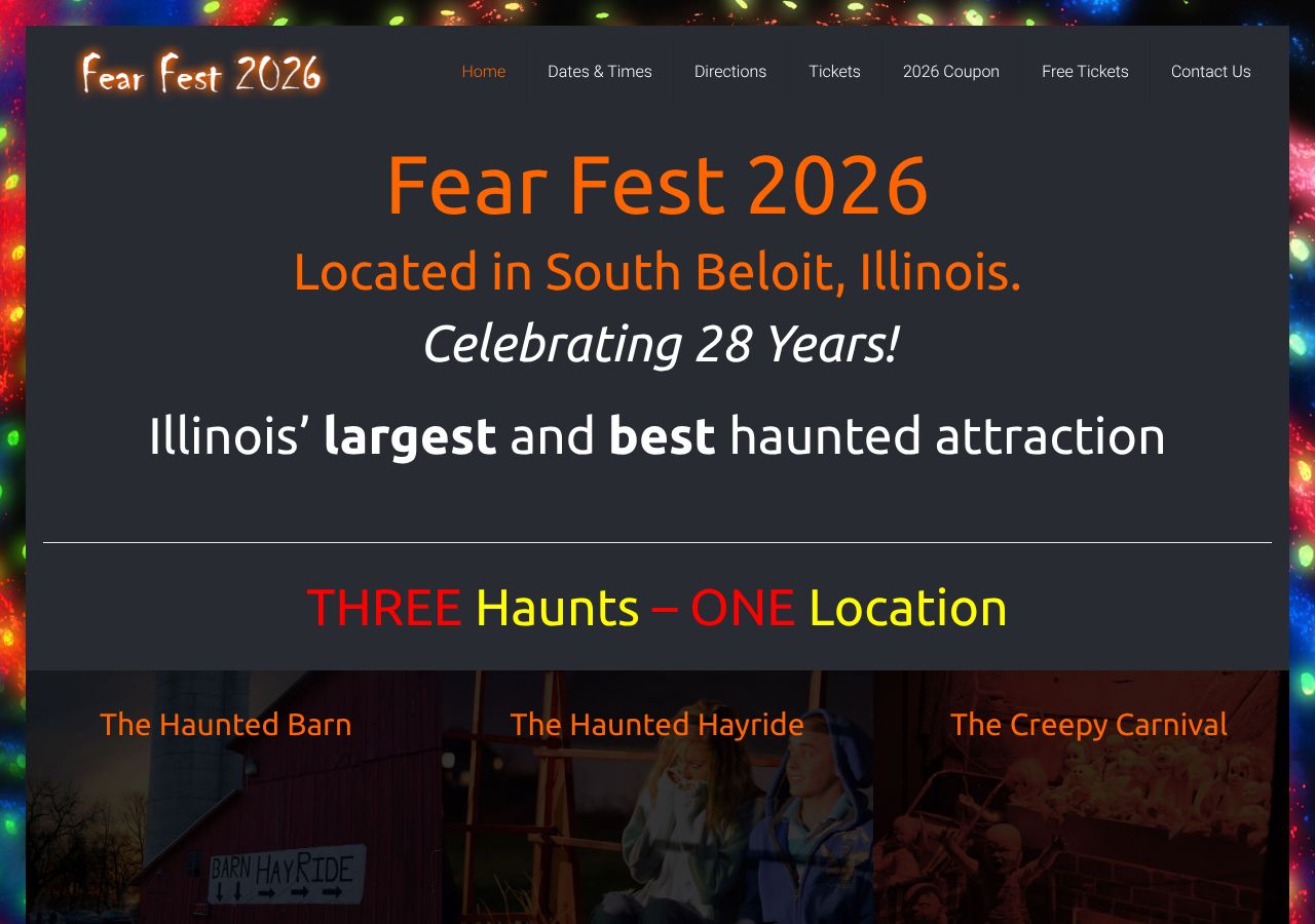 Homepage snapshot of Fear Fest