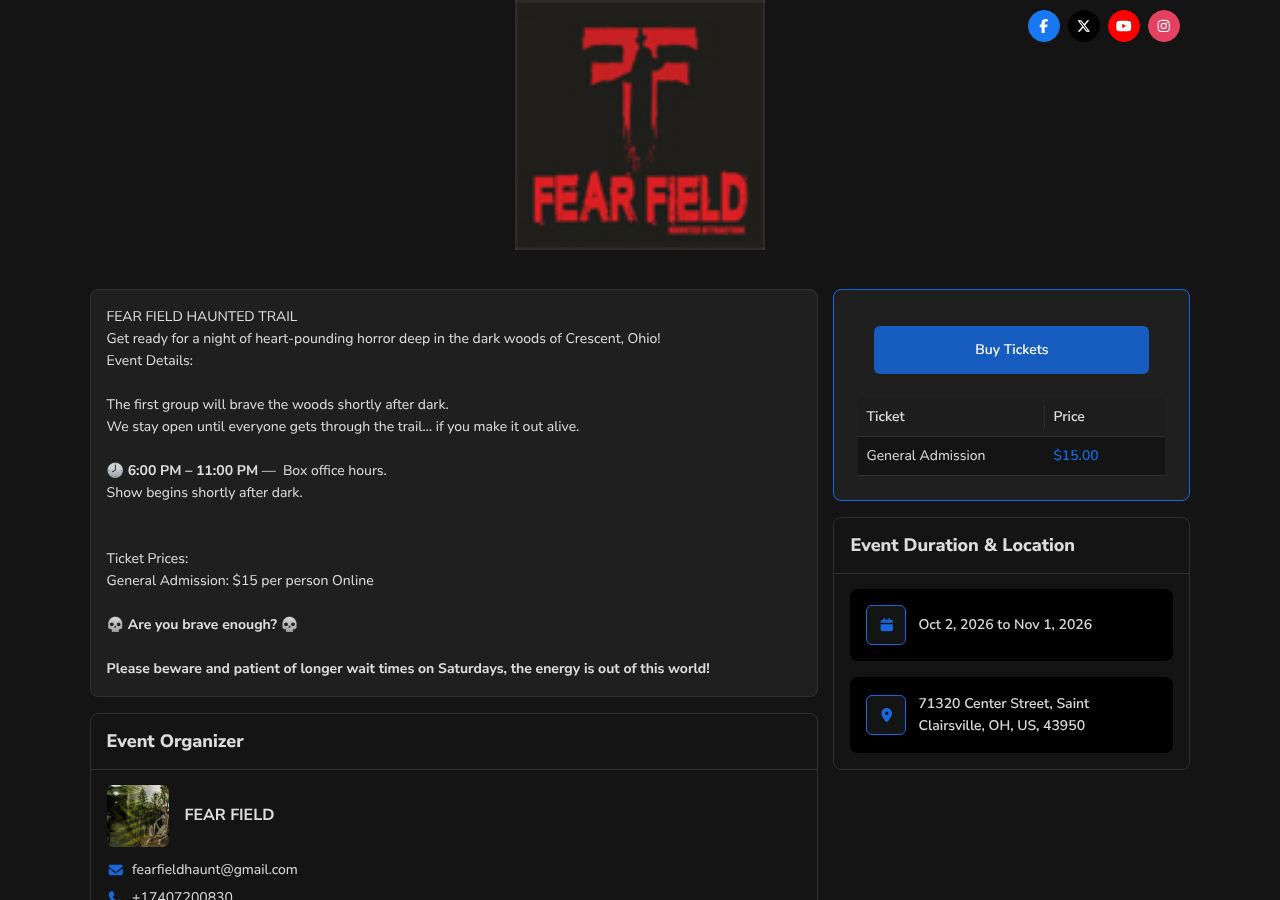 Homepage snapshot of FEAR FIELD HAUNT