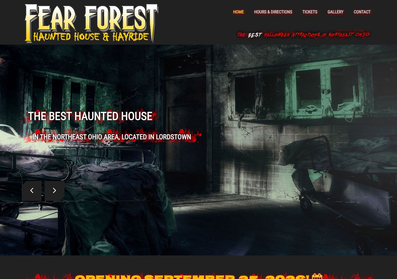 Homepage snapshot of Fear Forest Haunted House and Hayride