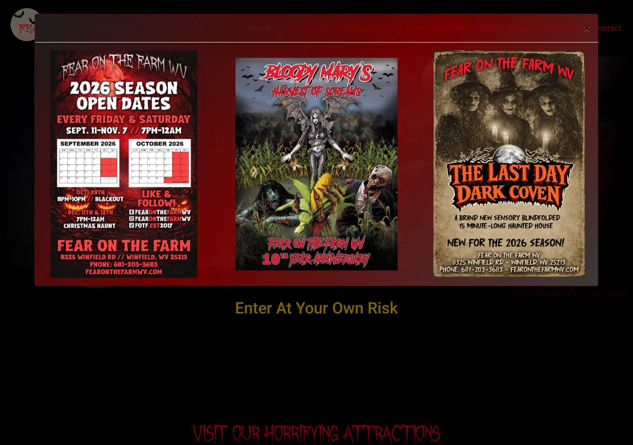 Homepage snapshot of Fear On The Farm