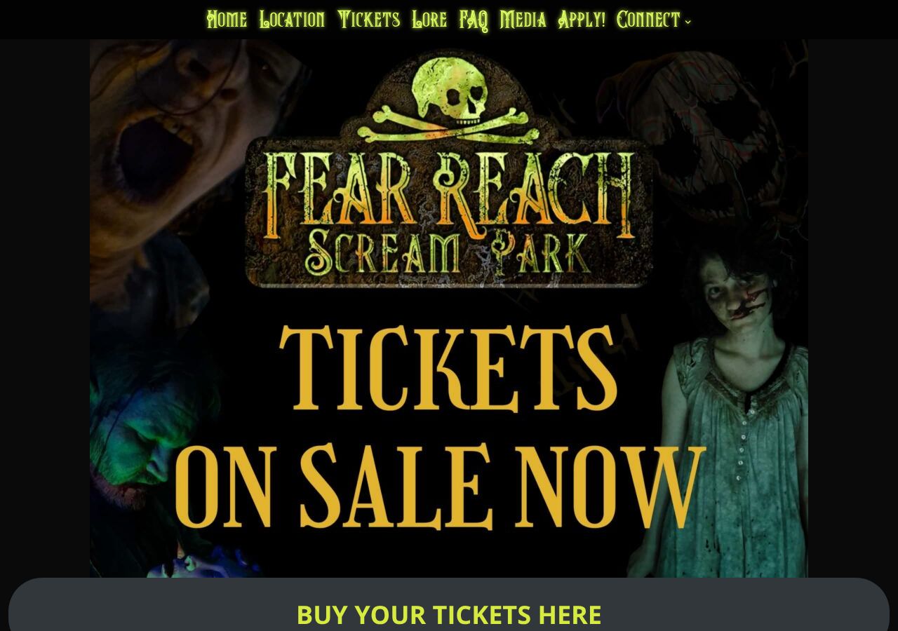 Homepage snapshot of Fear Reach Scream Park