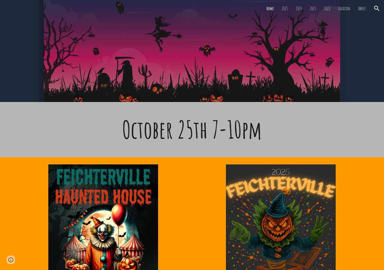 Homepage snapshot of Feichterville Haunted House