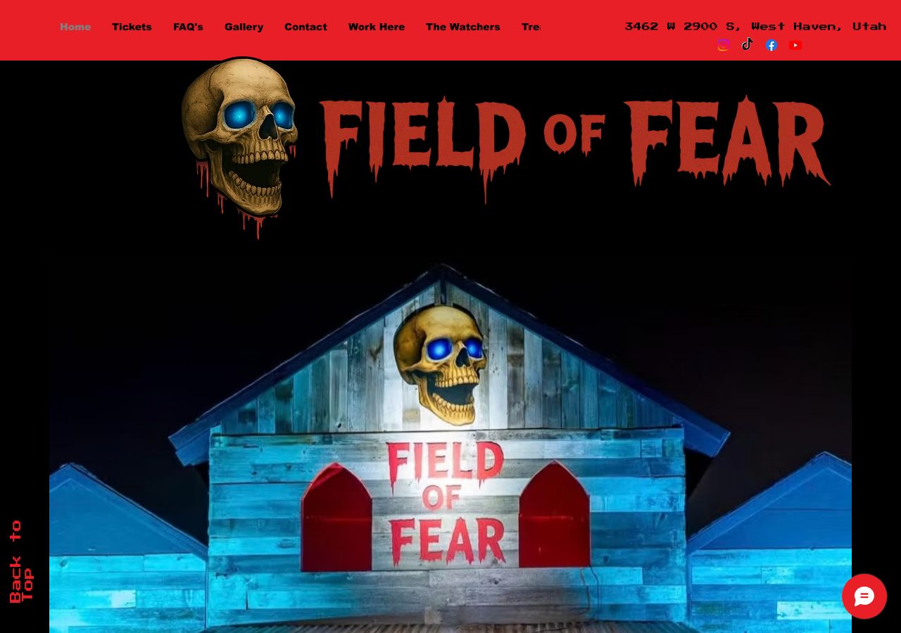 Homepage snapshot of Field of Fear Haunted House