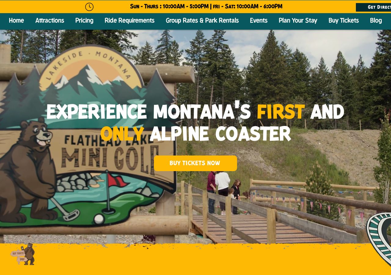 Homepage snapshot of Flathead Lake Alpine Coaster