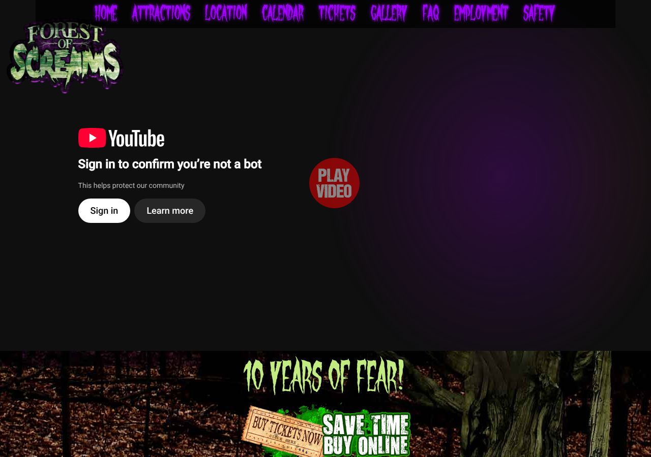 Homepage snapshot of Forest Of Screams