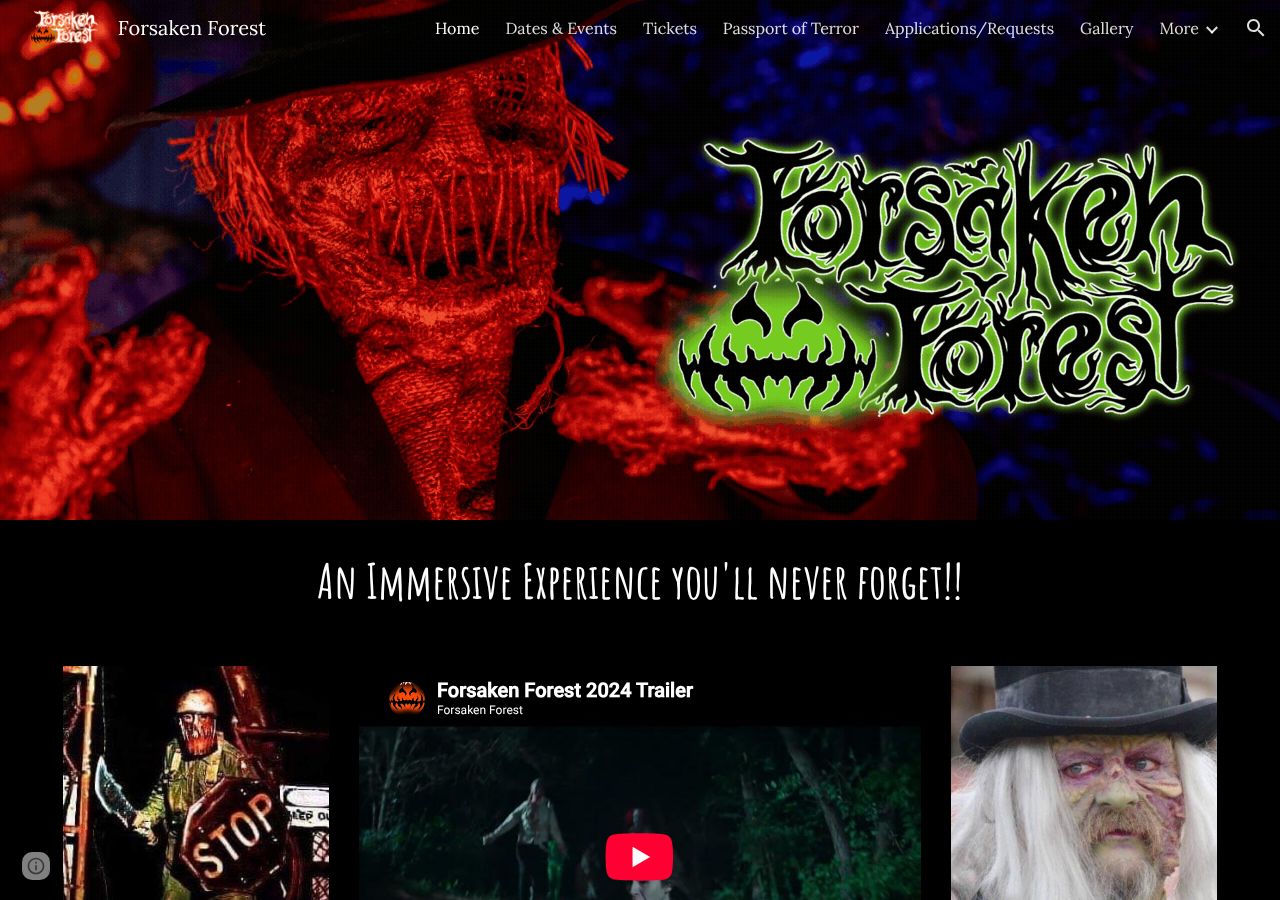 Homepage snapshot of Forsaken forest