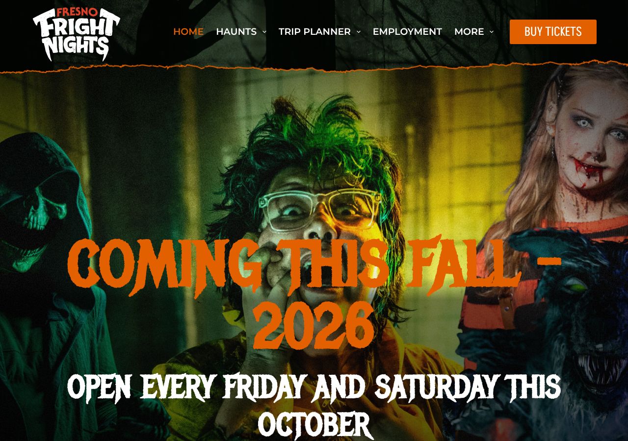 Homepage snapshot of Fresno Fright Nights