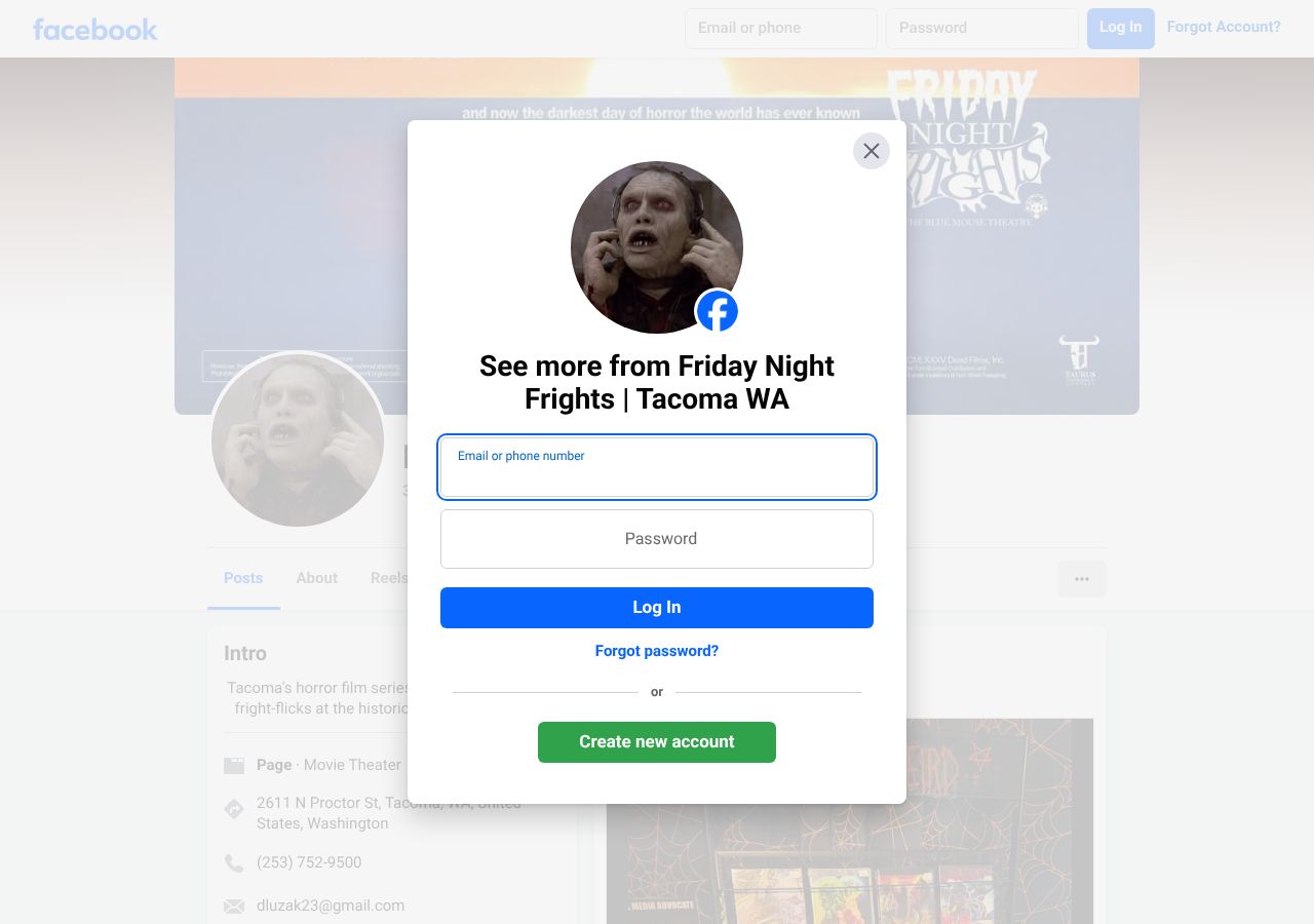 Homepage snapshot of Friday Night Frights