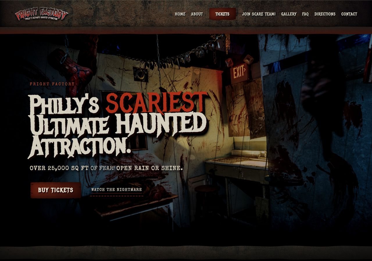 Homepage snapshot of Fright Factory