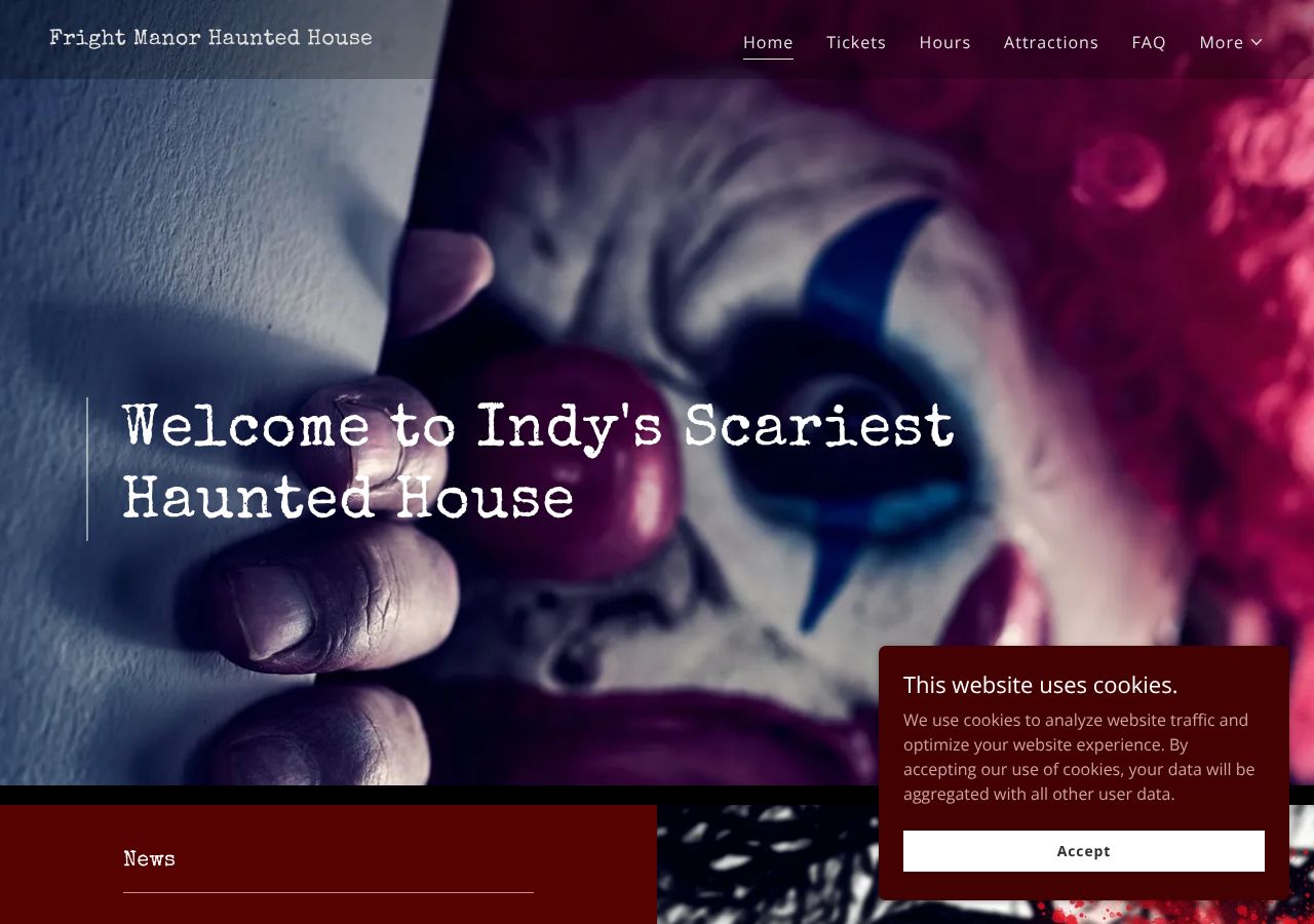 Homepage snapshot of Fright Manor