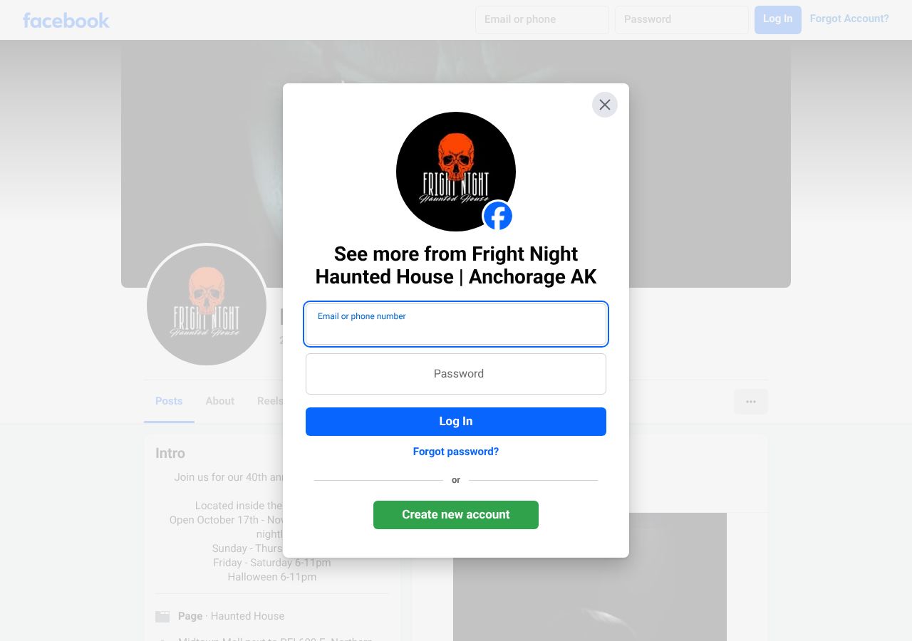 Homepage snapshot of Fright Night Haunted House