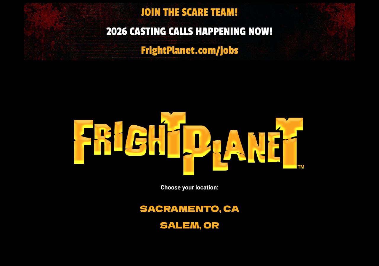Homepage snapshot of Fright Planet