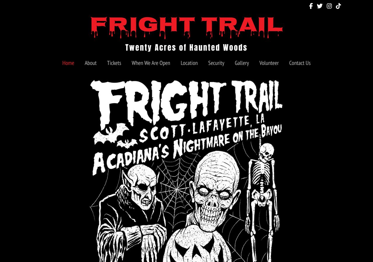 Homepage snapshot of Fright Trail