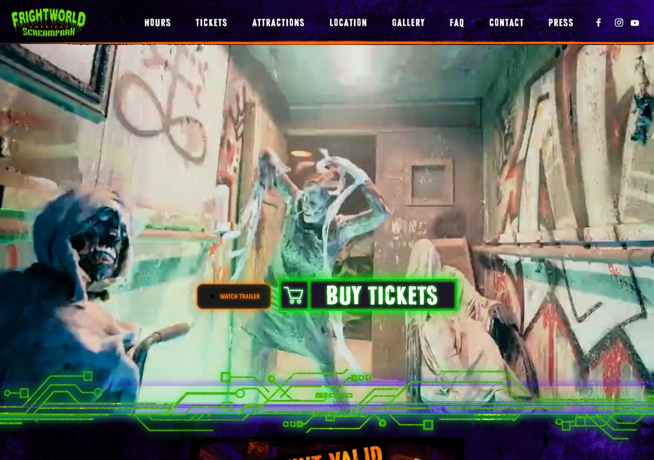 Homepage snapshot of Frightworld America's Screampark