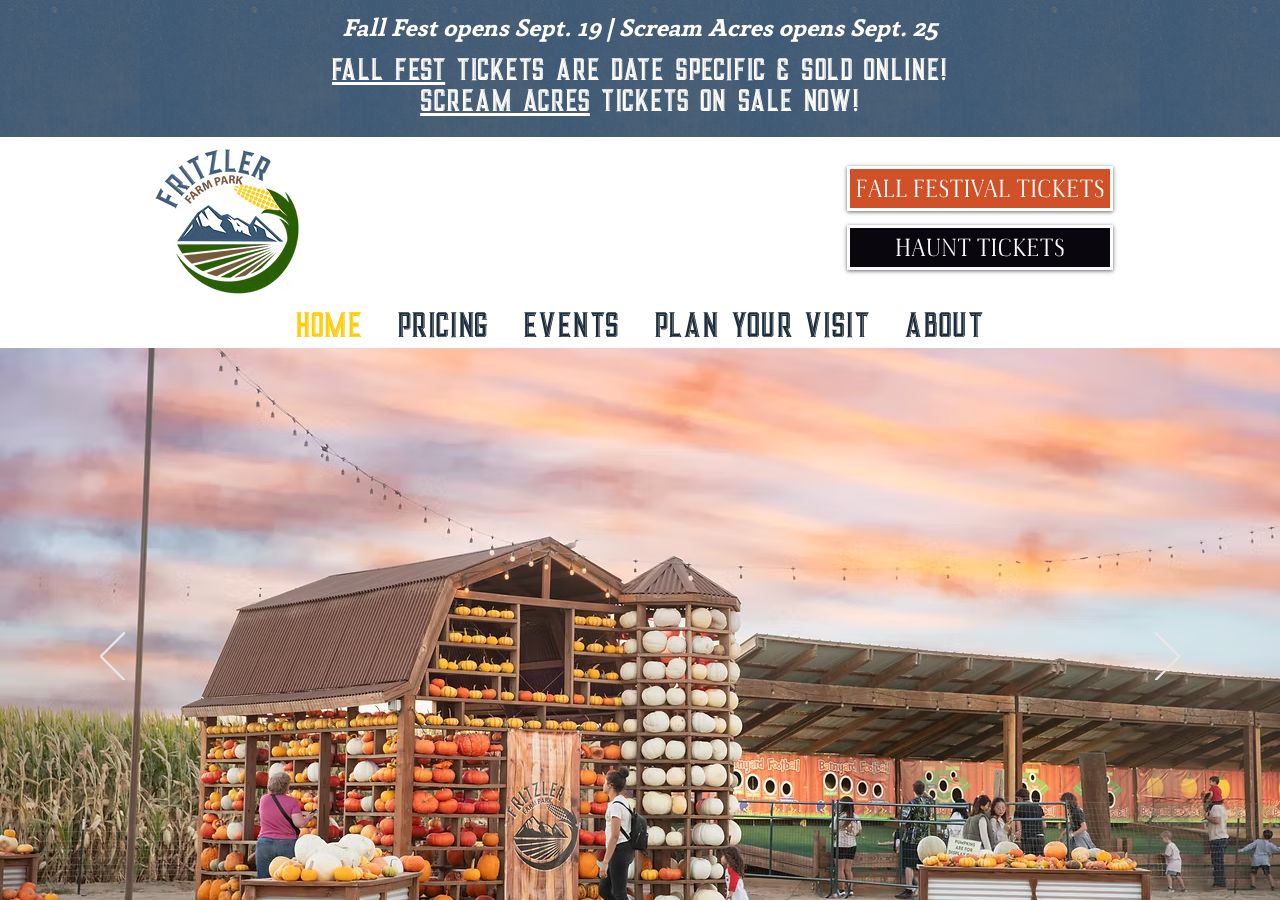 Homepage snapshot of Fritzler Farm Park - CO's Premier Pumpkin Patch, Fall Festival, & Haunted Corn Maze